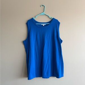 Woman Within Blue 100% Cotton Sleeveless Vest  26/28